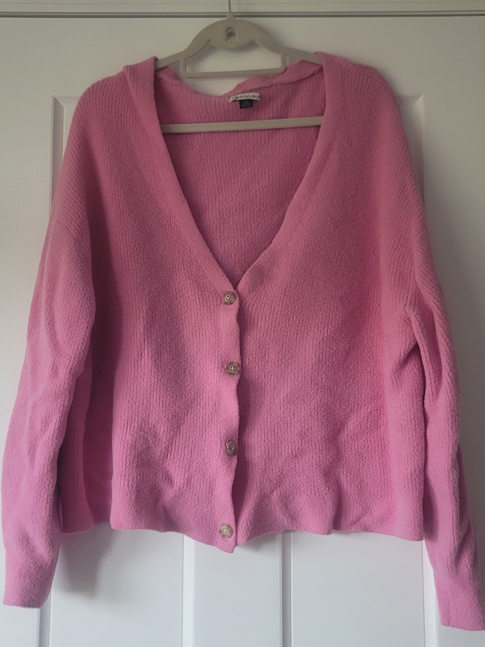 American Eagle Outfitters Pink Button-Up V-Neck Cardigan